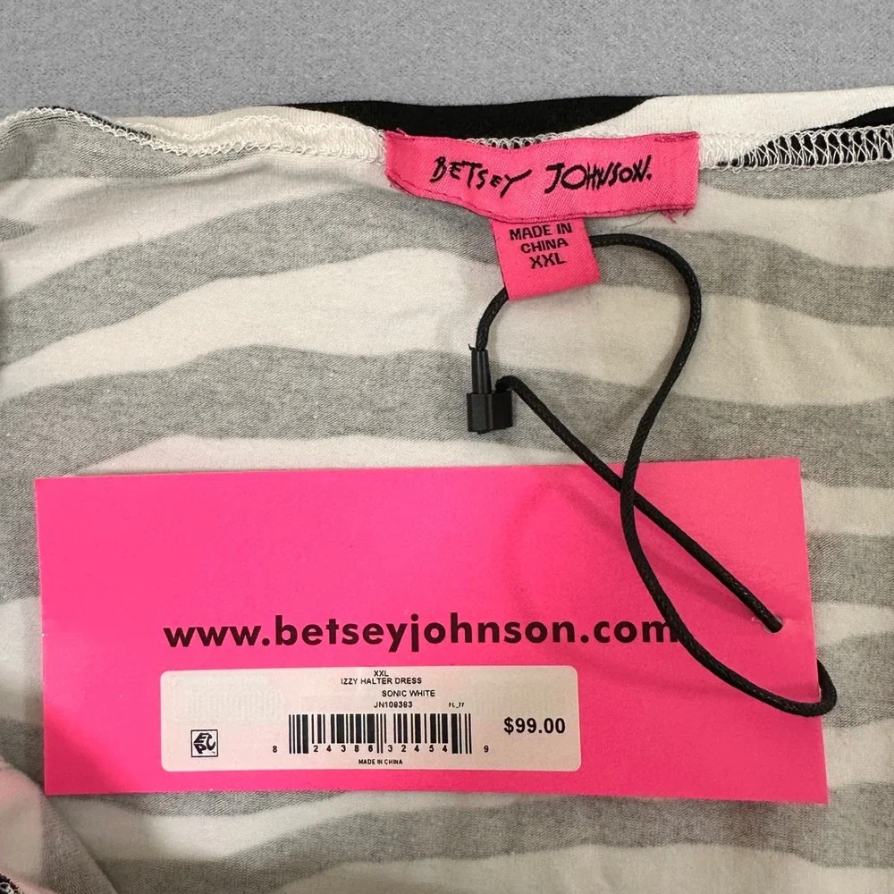 Betsey Johnson Izzy Halter Dress Womens XXL Sonic White Black Zebra NWT $99 - Picture 7 of 9